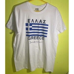 B&C GREECE Flag  Rare Souvenir White T-Shirt Size XL
